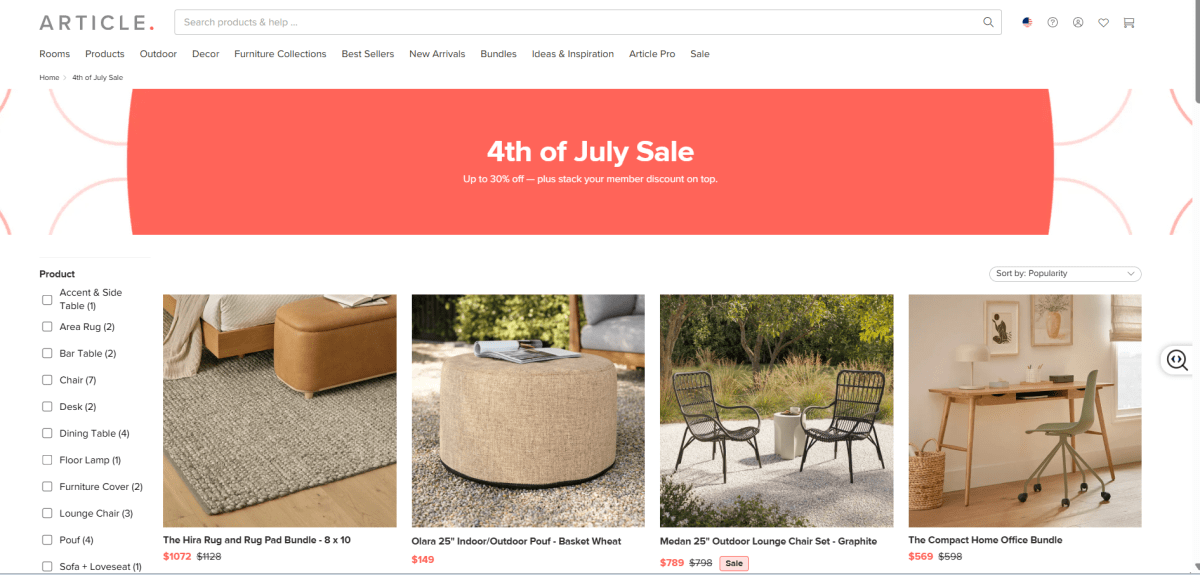 customized homepage for 4th July example