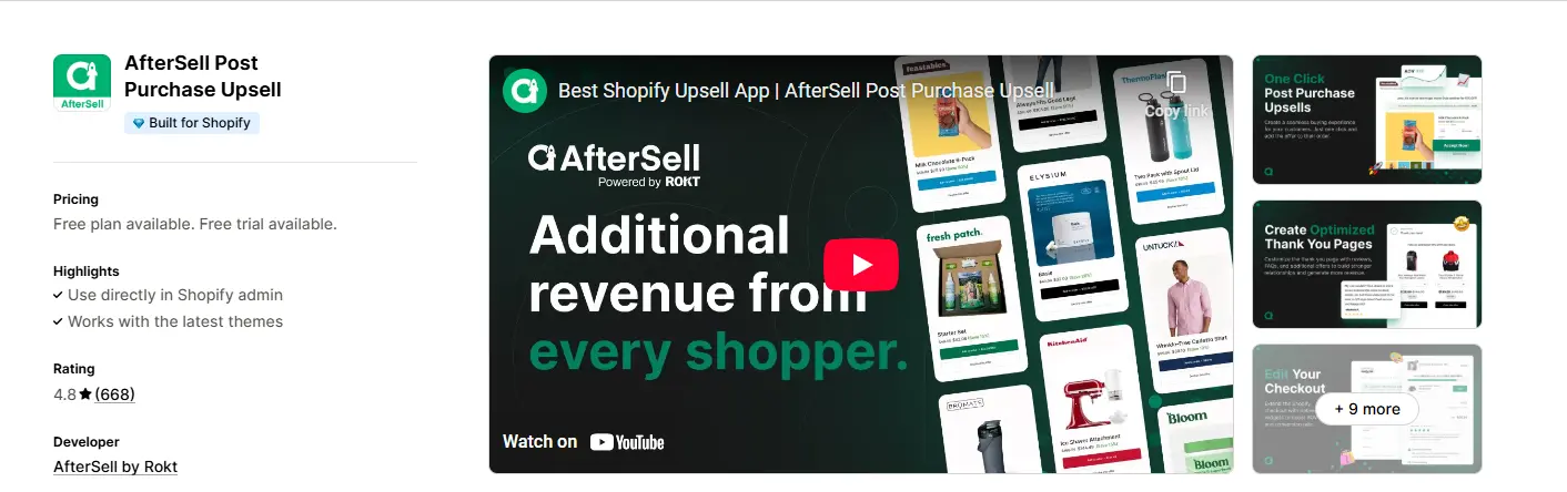 AfterSell Post Purchase Upsell App best upsell app for shopify