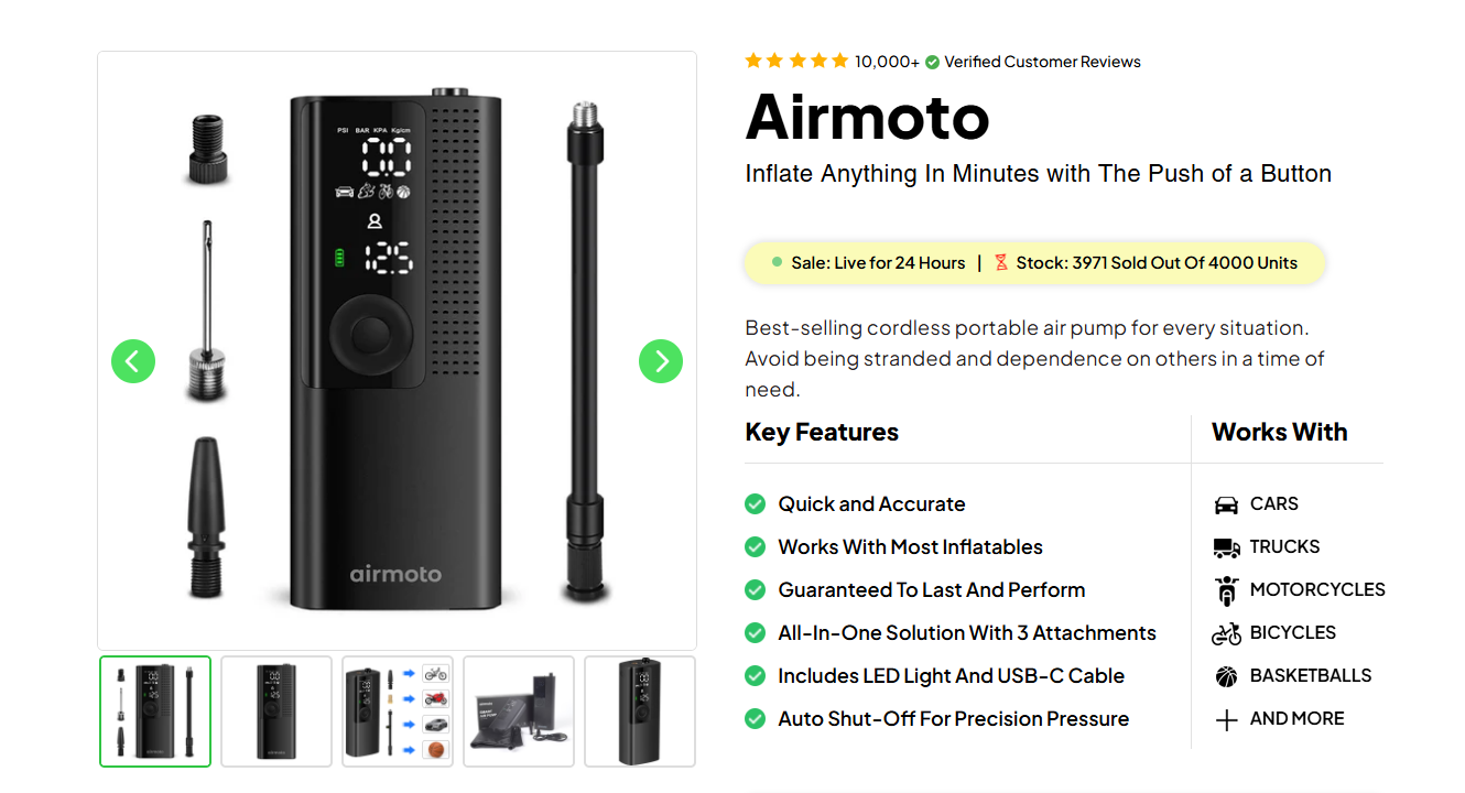 cordless portable air pump product