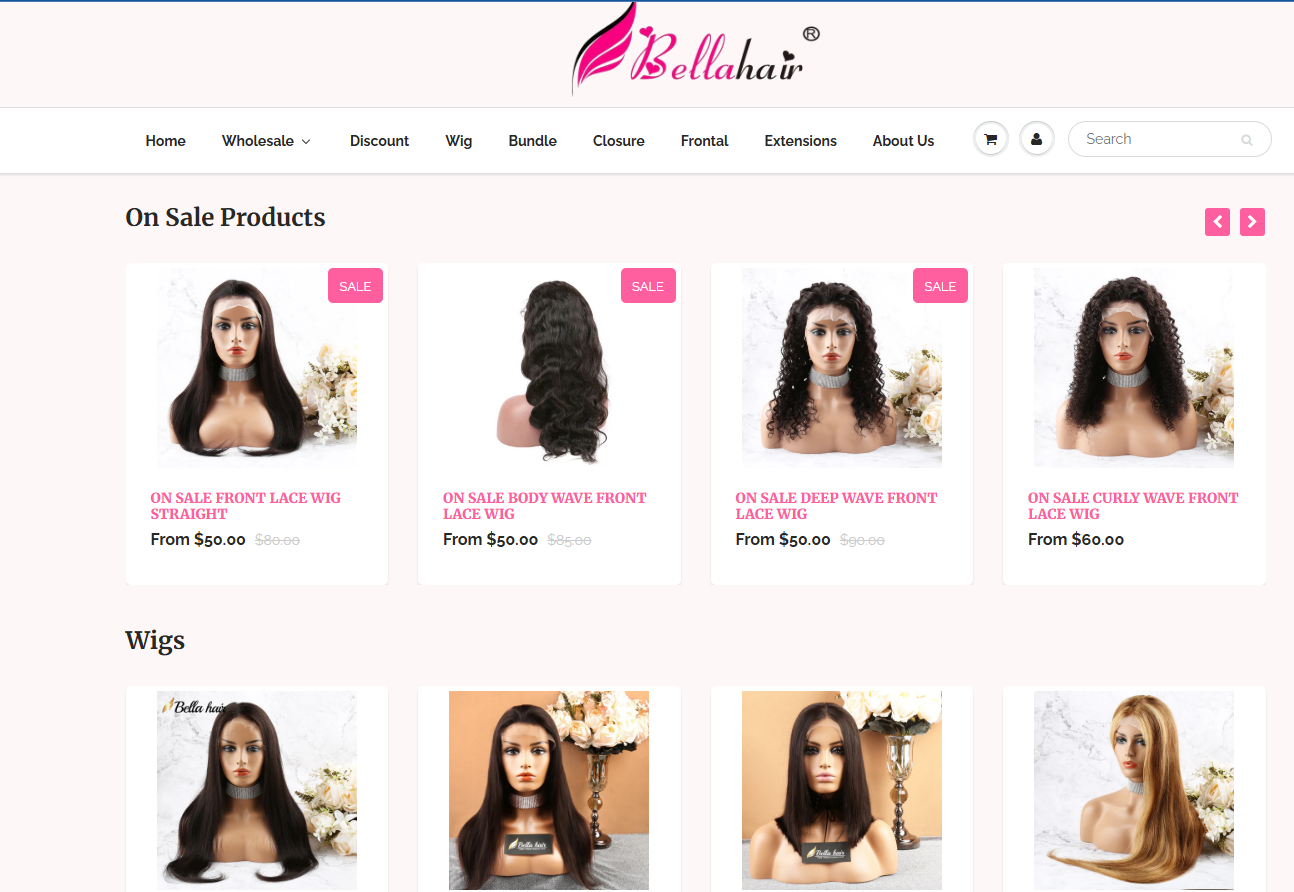 Bella Hairs supplier website