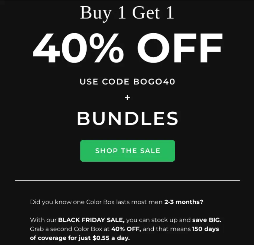 Simpler Hair’s email campaign for Black Friday