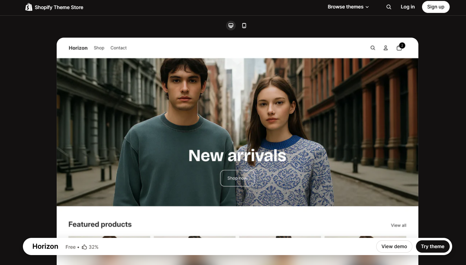 Horizon - Free Shopify theme for Dropshippers