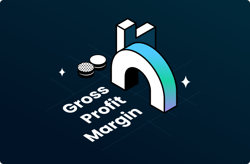 Bar chart with arch and profit sign for gross profit margin definition formula example and more - by TrueProfit