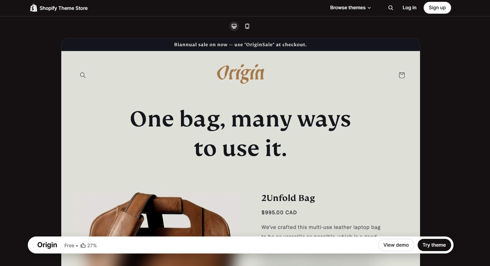 Origin -Free Minimalist Shopify theme for Dropshipping