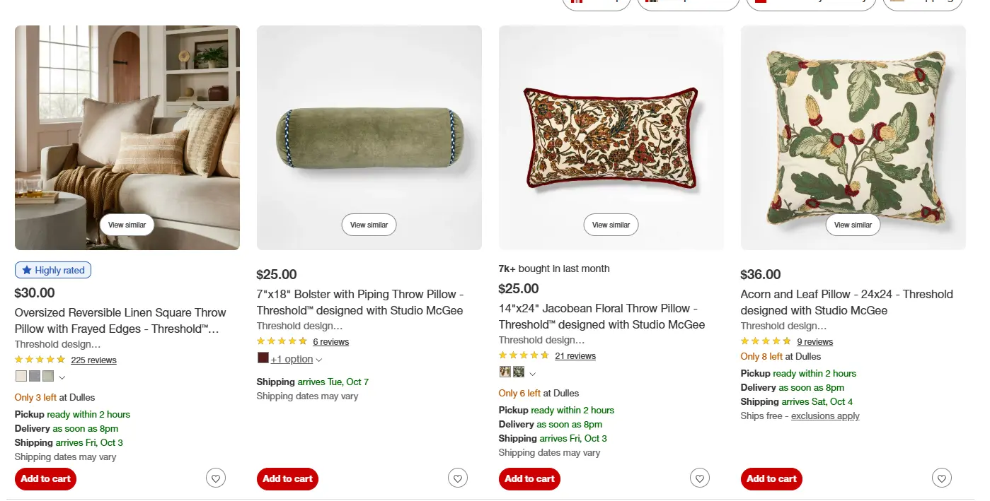 cushion and pillow products example