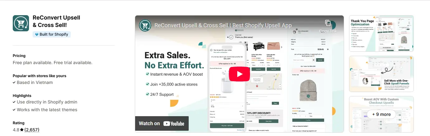 ReConvert Upsell & Cross Sell best upsell app for shopify