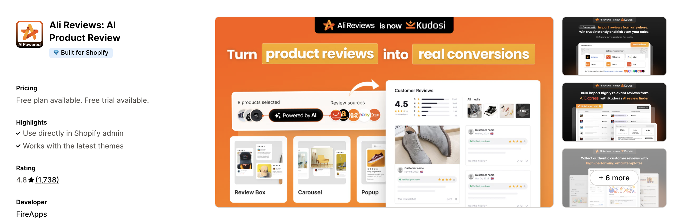 Kudosi - AI Powered Product Reviews App