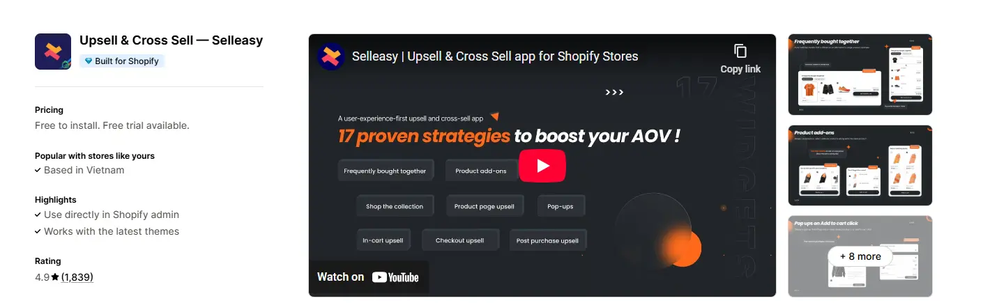 Selleasy - Upsell & Cross Sell App best upsell app for shopify