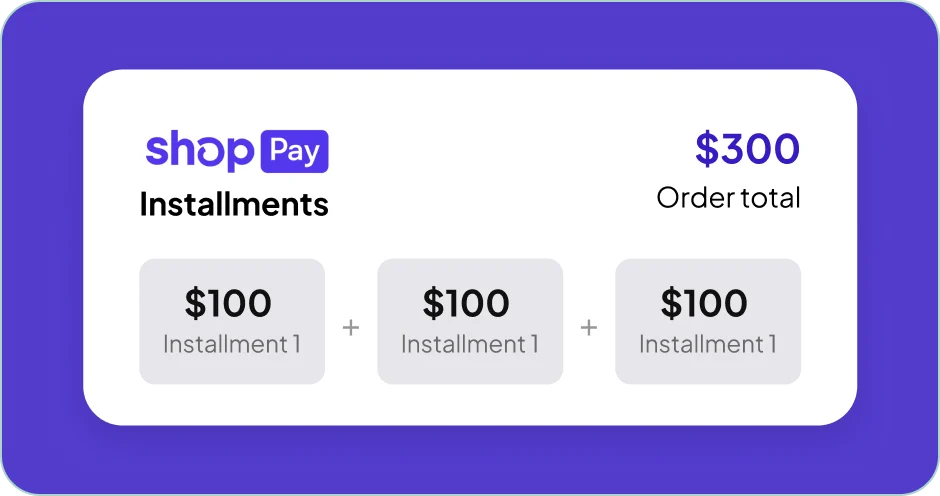 Shop Pay Installments, itemized
