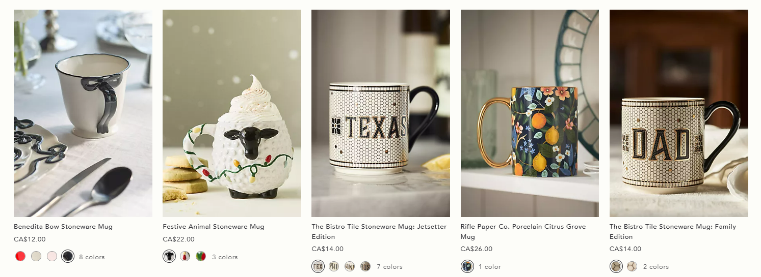 ANTHROPOLOGIE e collection section