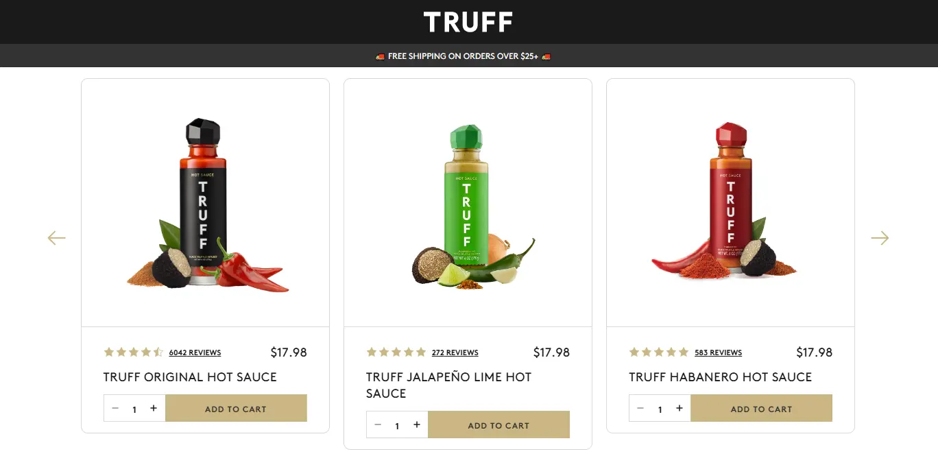 truff product landing page