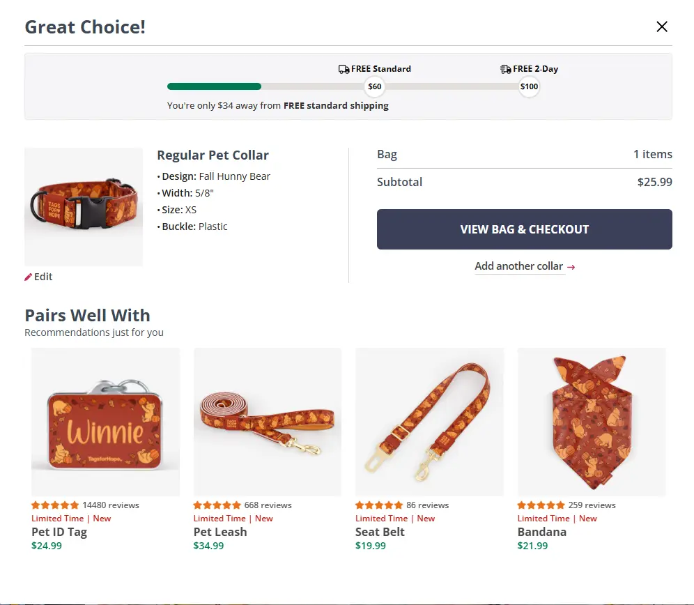 exclusive offers in cart example