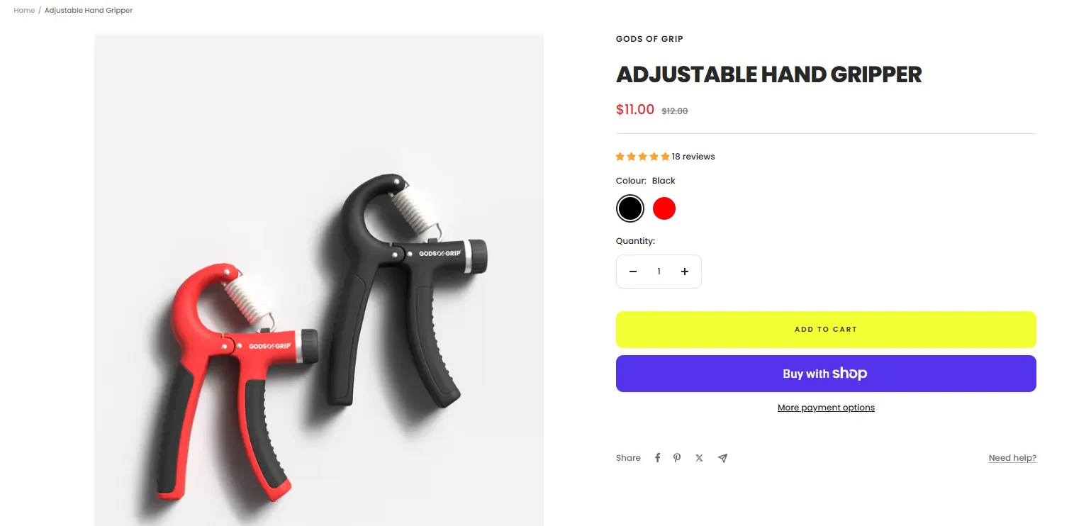 adjustable hand gripper product page