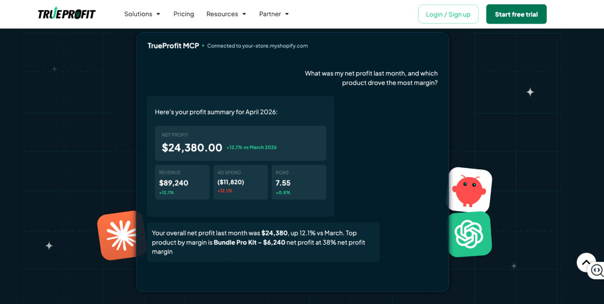 TrueProfit MCP feature