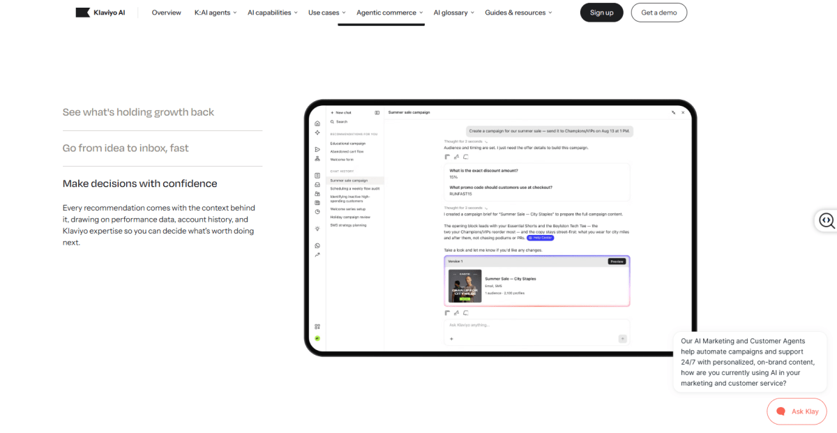 Klaviyo homepage