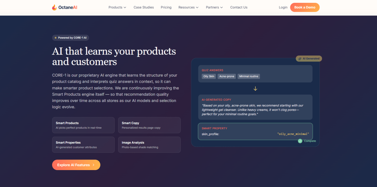 Octane AI homepage