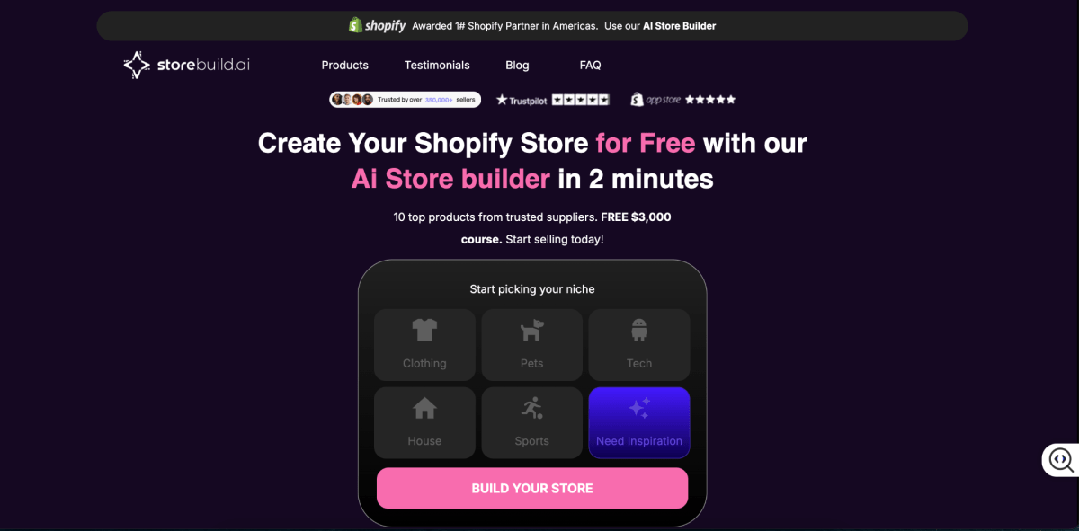 Storebuild.ai home page