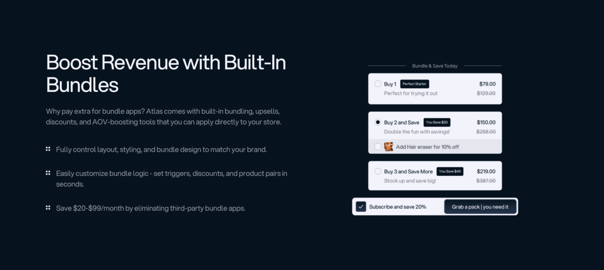 Atlas AI Shopify Store Builder features 1
