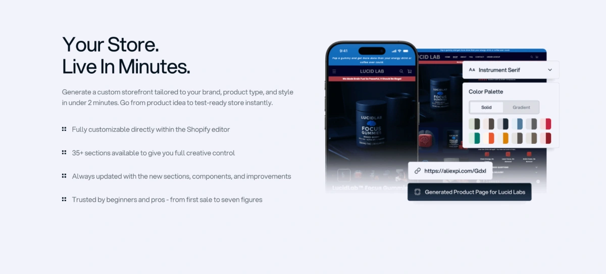 Atlas AI Shopify Store Builder features 2