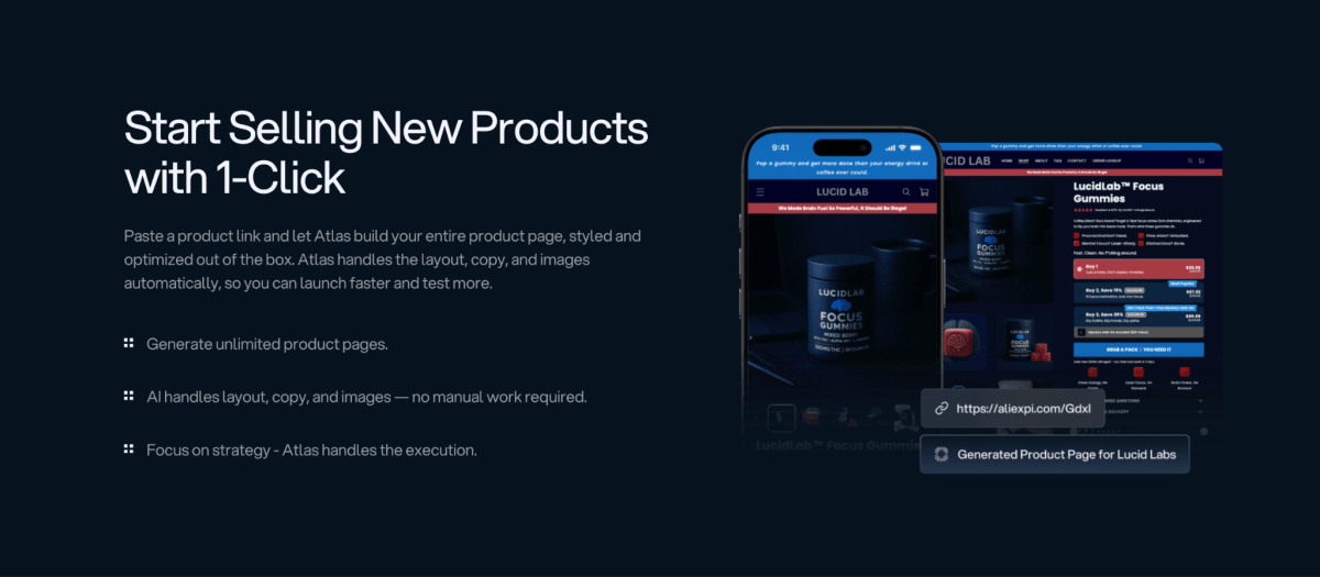 Atlas AI Shopify Store Builder features 3