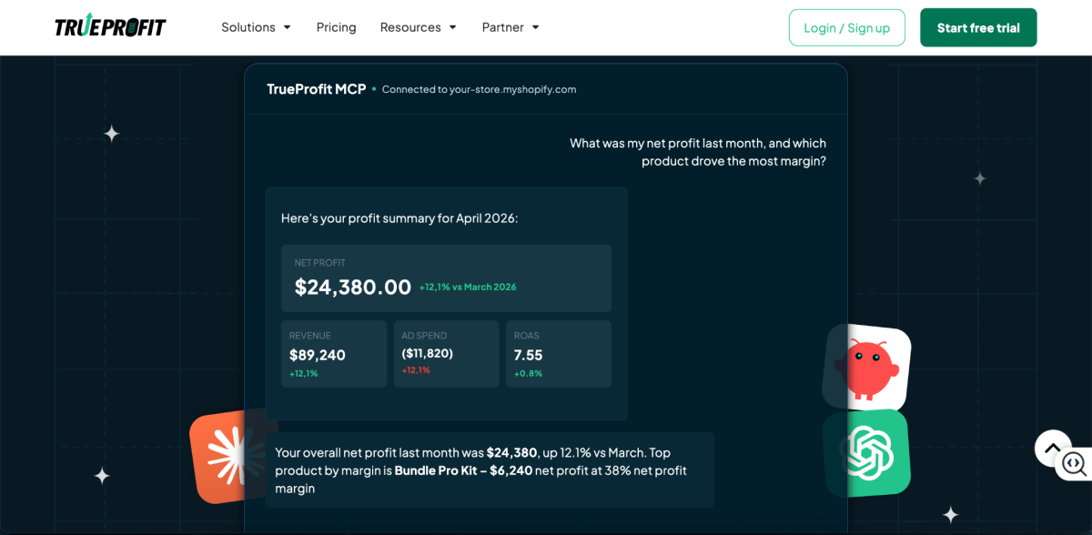 TrueProfit MCP screen