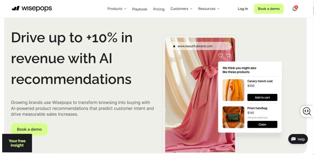 Wisepops homepage screen