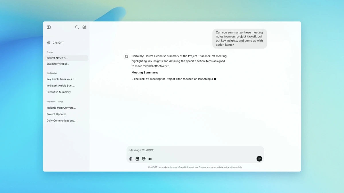 ChatGPT Plus application screen