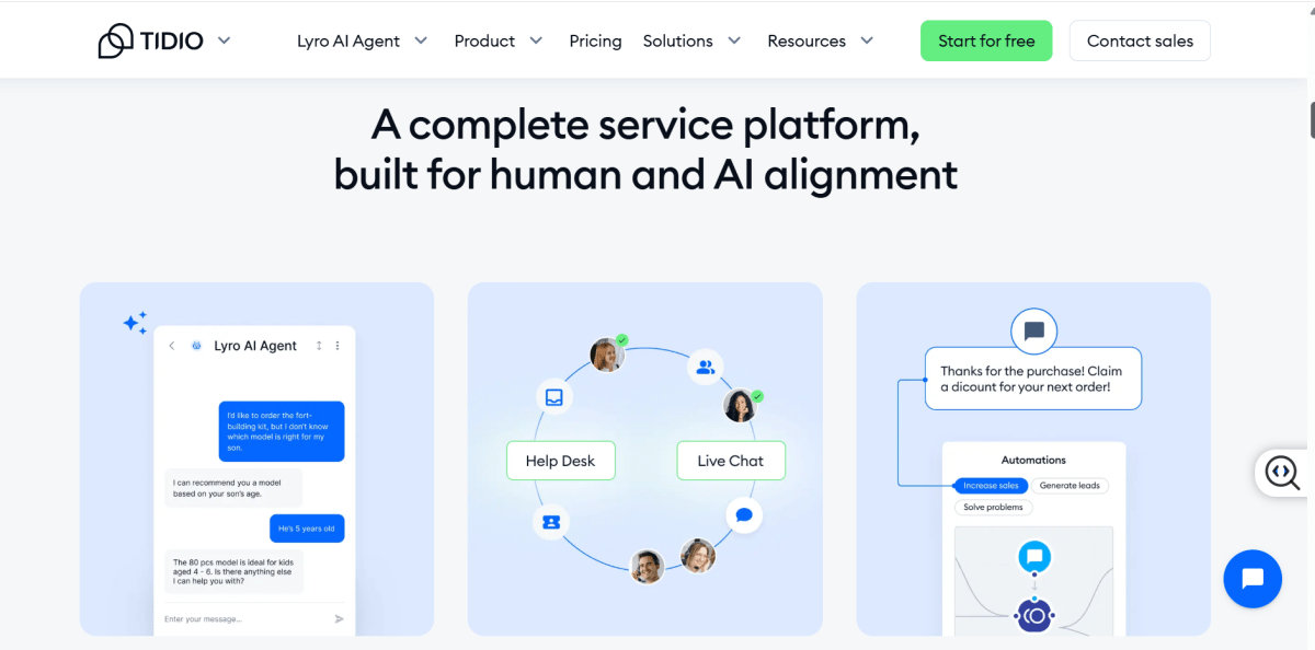 Tidio homepage screen