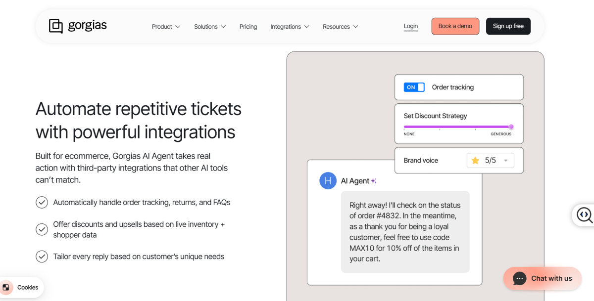 Gorgias homepage screen