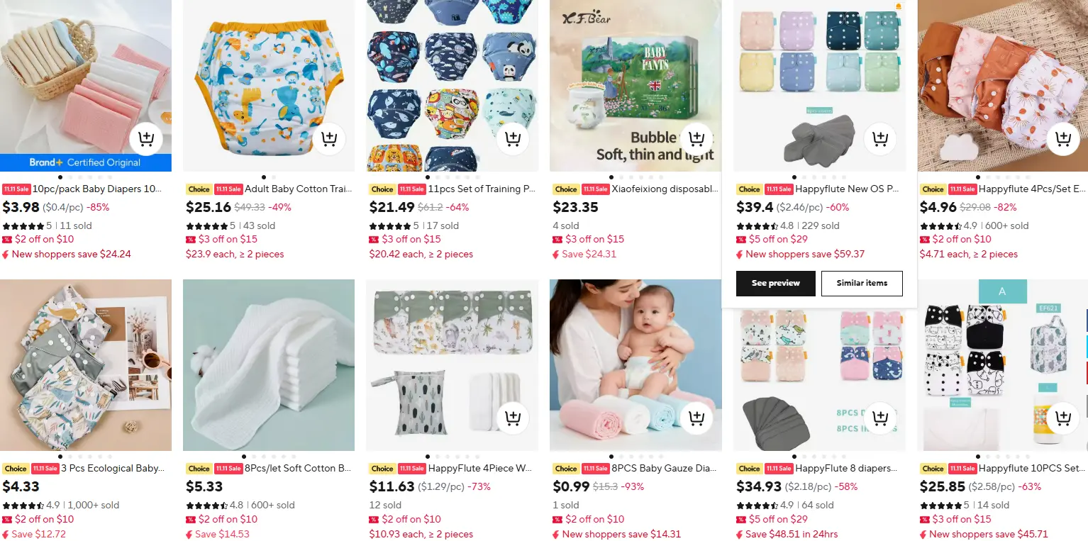 baby diapers products