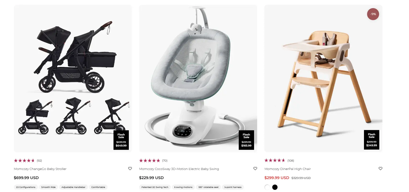 baby products product pages