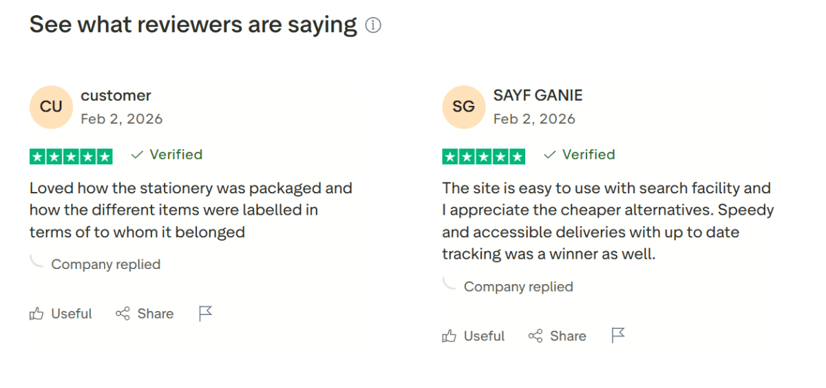 Customer Testimonials and Reviews example