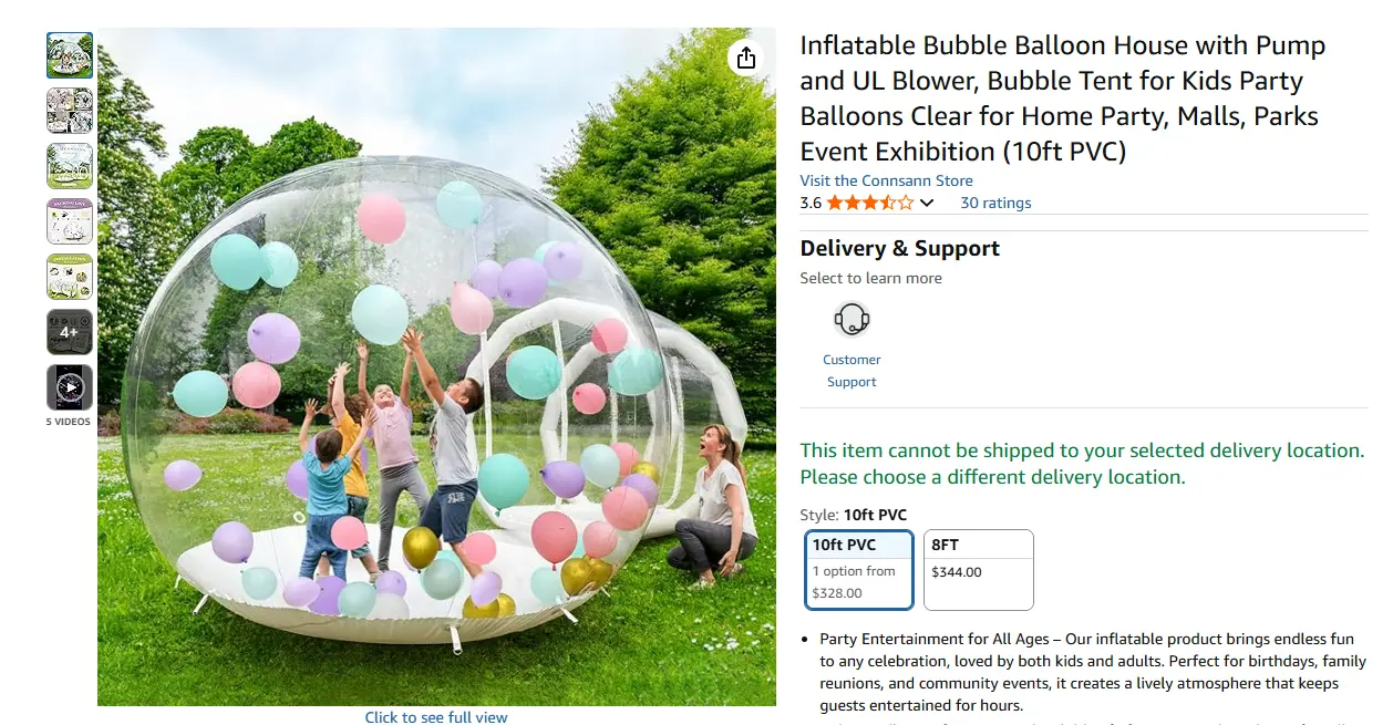 Balloon house on Alibaba
