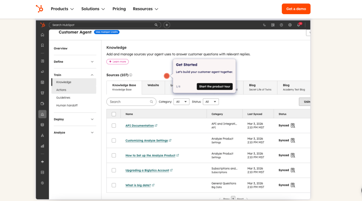 HubSpot AI Application Screen