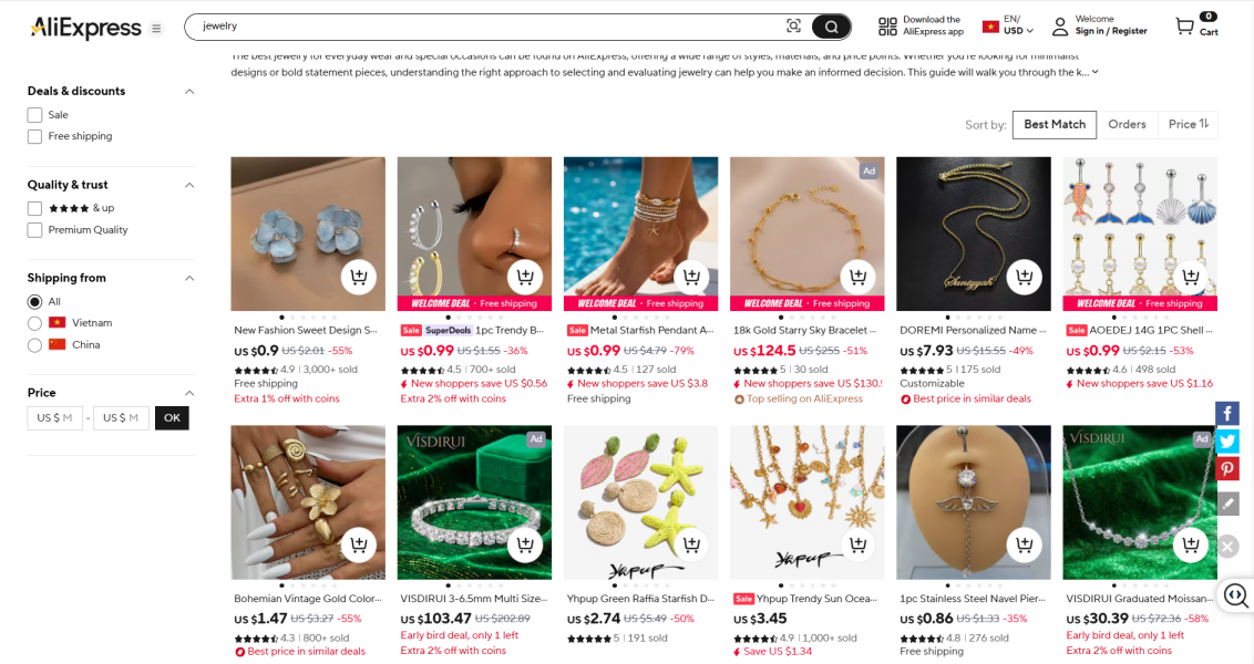 AliExpress hompage