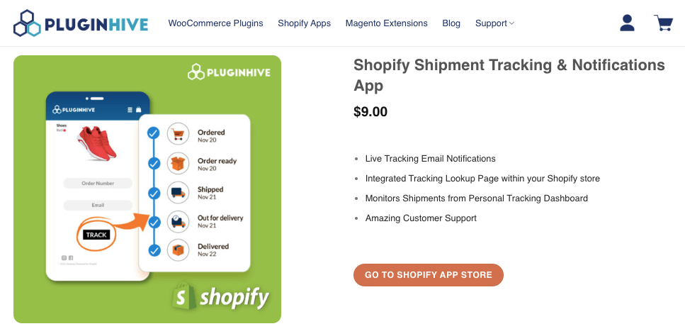 a screenshot of Shopify Shipment Tracking &amp; Notifications App