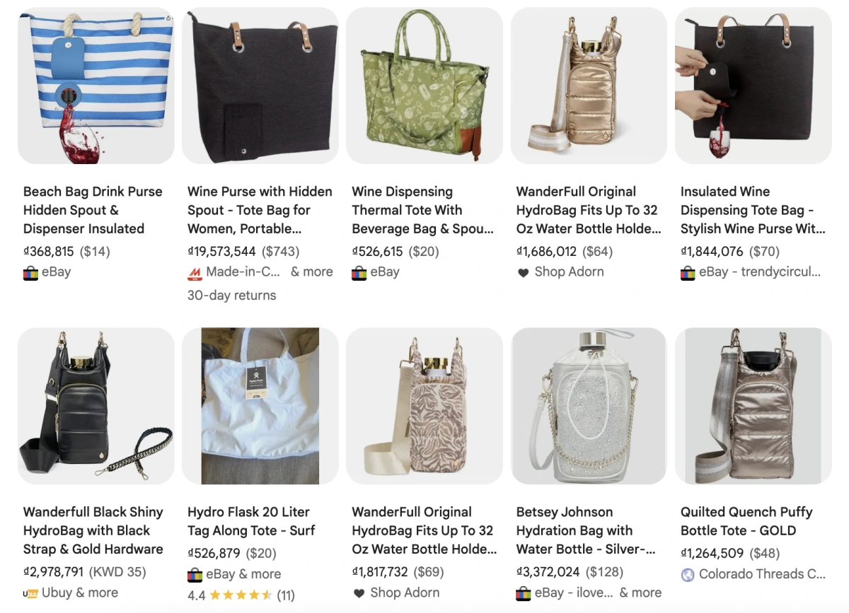 Insulated Water Bottles and Tote Bags with Hidden Drink Dispensers