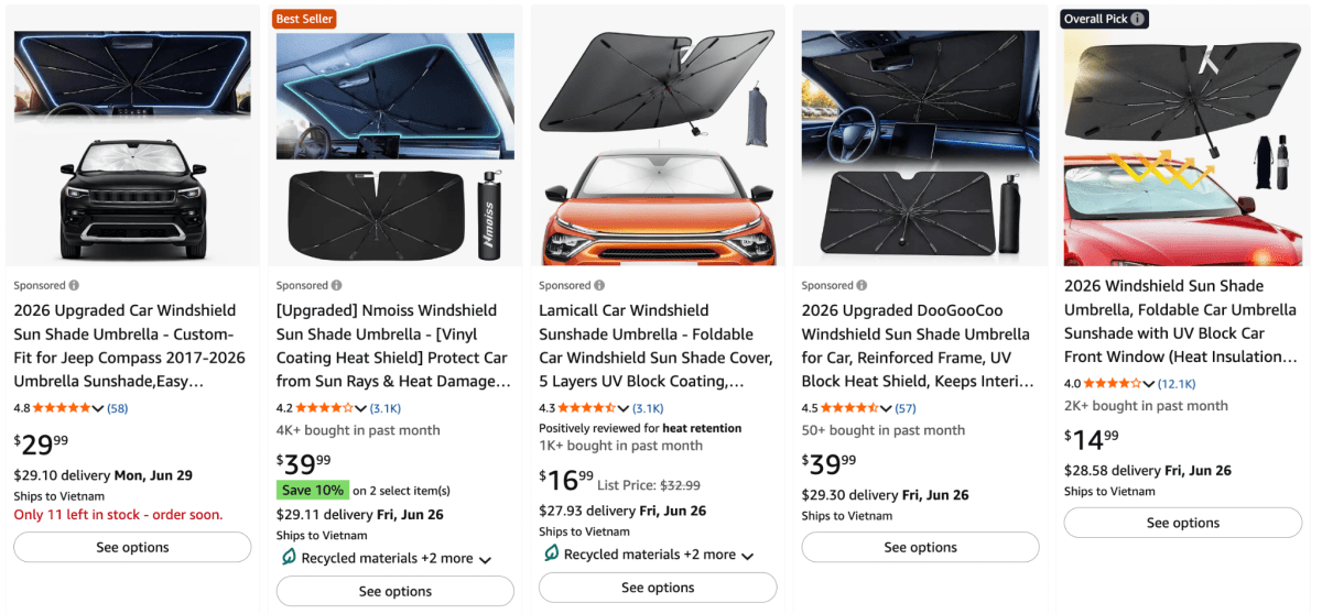 Car Windshield Sun Shade Umbrellas