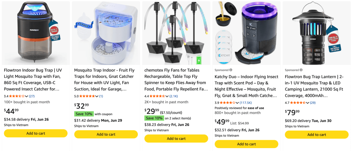 UV Flying Insect and Mosquito Repeller Fans