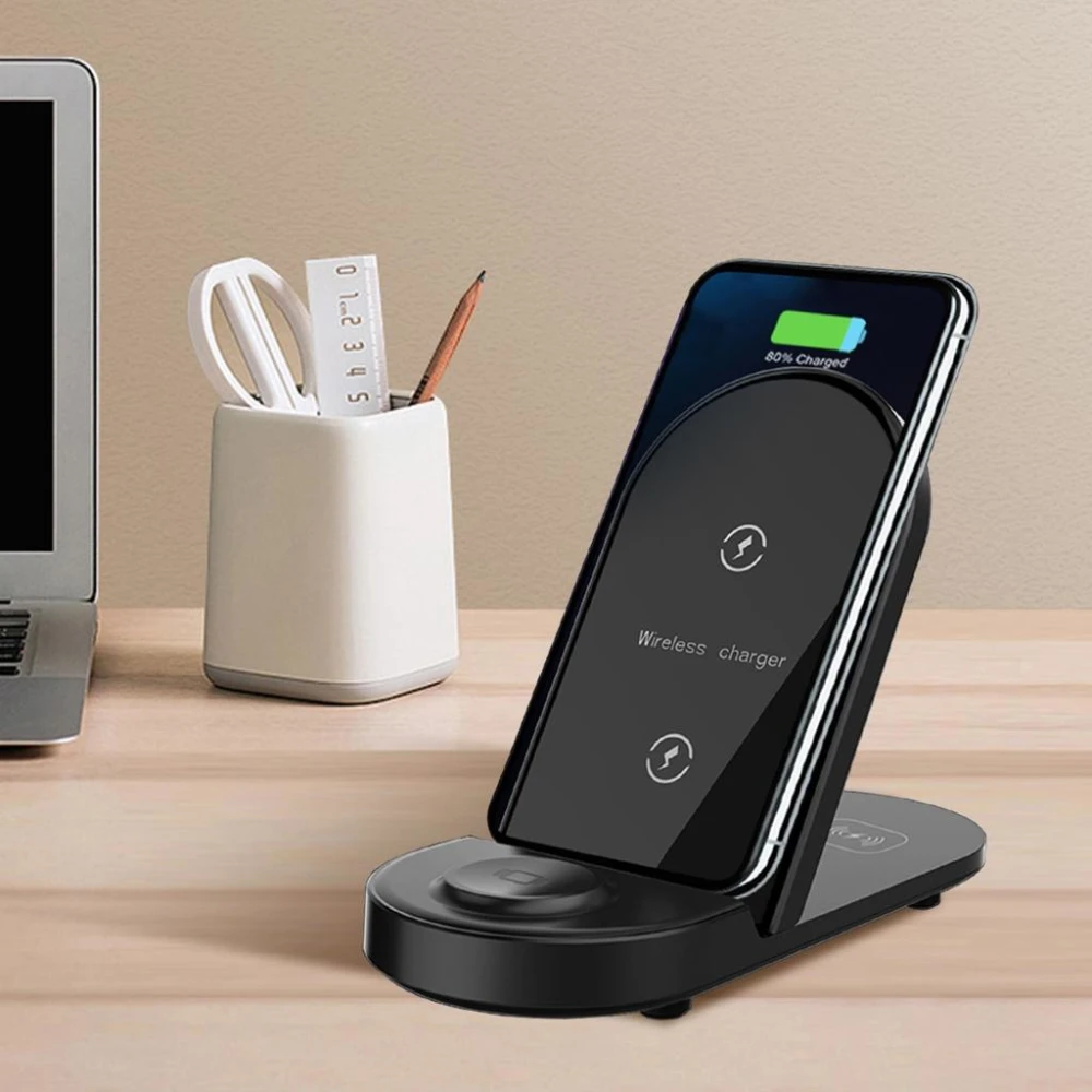 Smartphone charging on a wireless charging stand