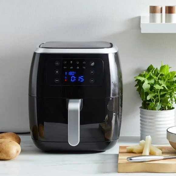 Digital air fryer on a kitchen counter