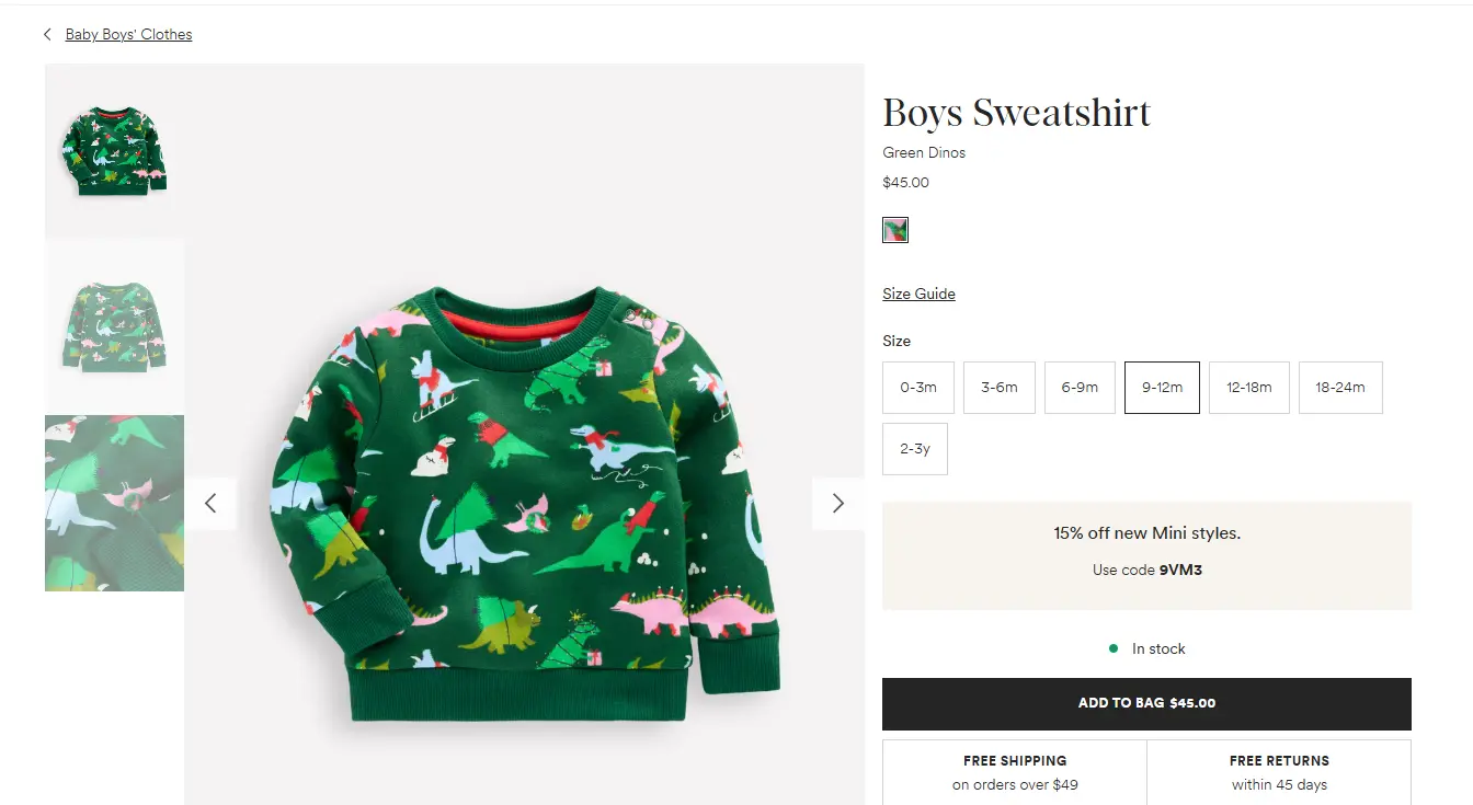 boys sweatshirt products webpage example