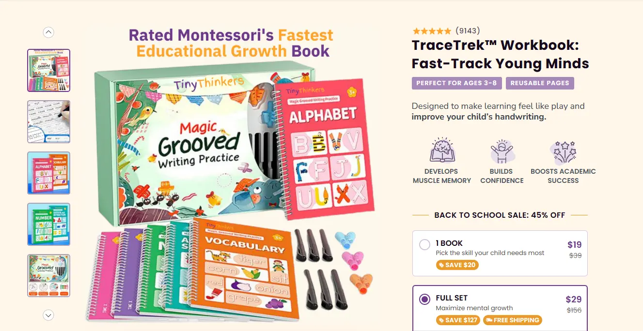 children's magic writing book product page