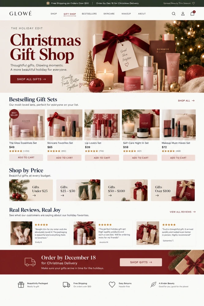 "Christmas landing page example"