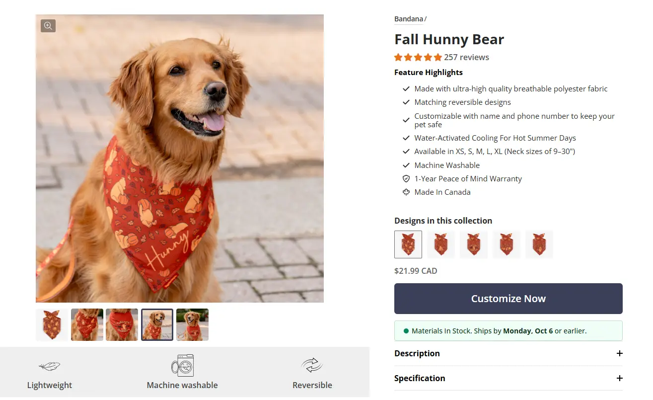 dog bandanas product website