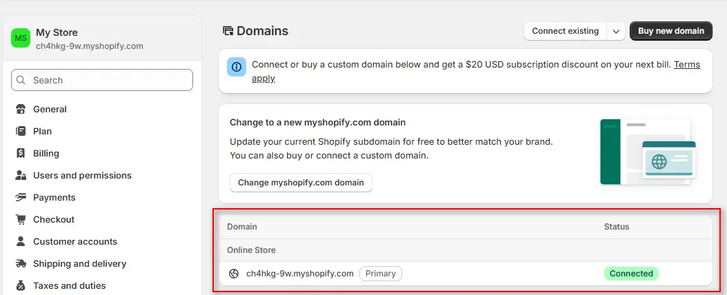Shopify free domain
