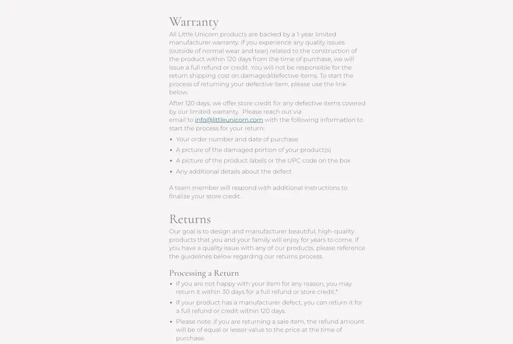 example of product warranty