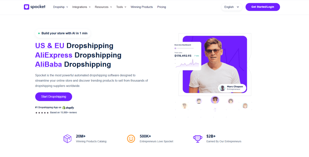 Spocket homepage