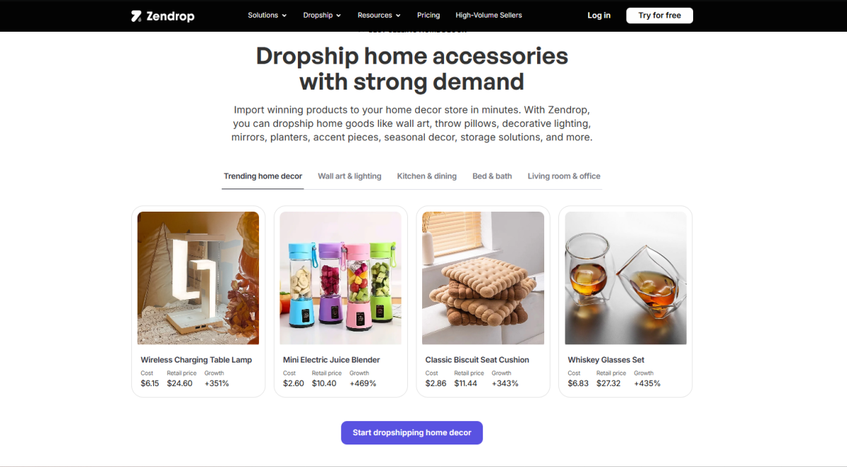 Zendrop homepage