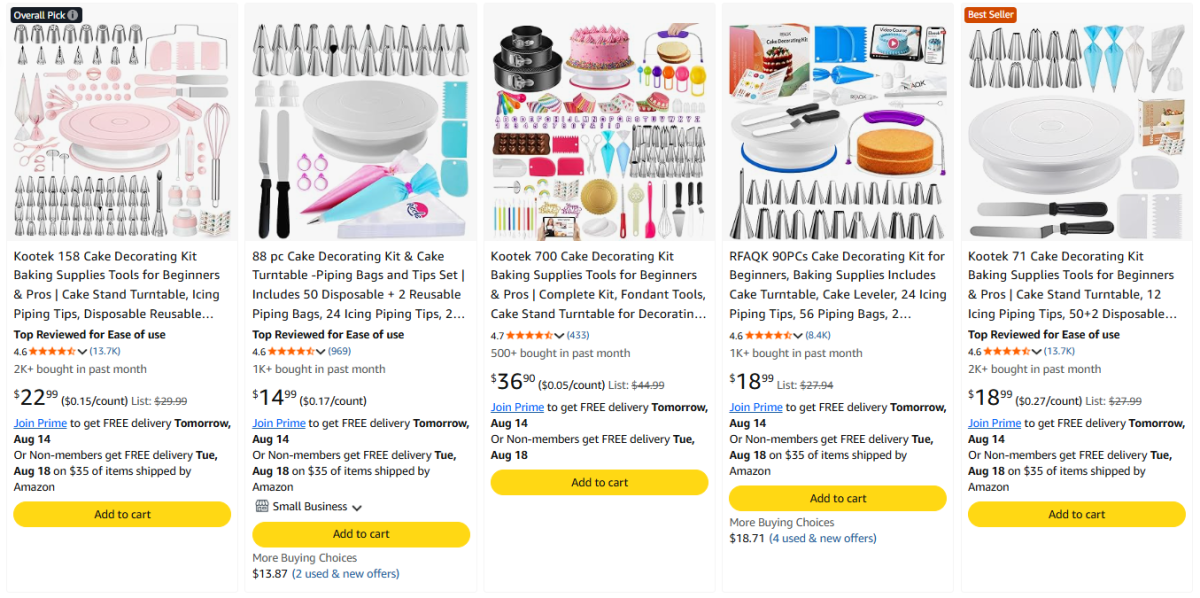 Cake Decorating Kits product examples